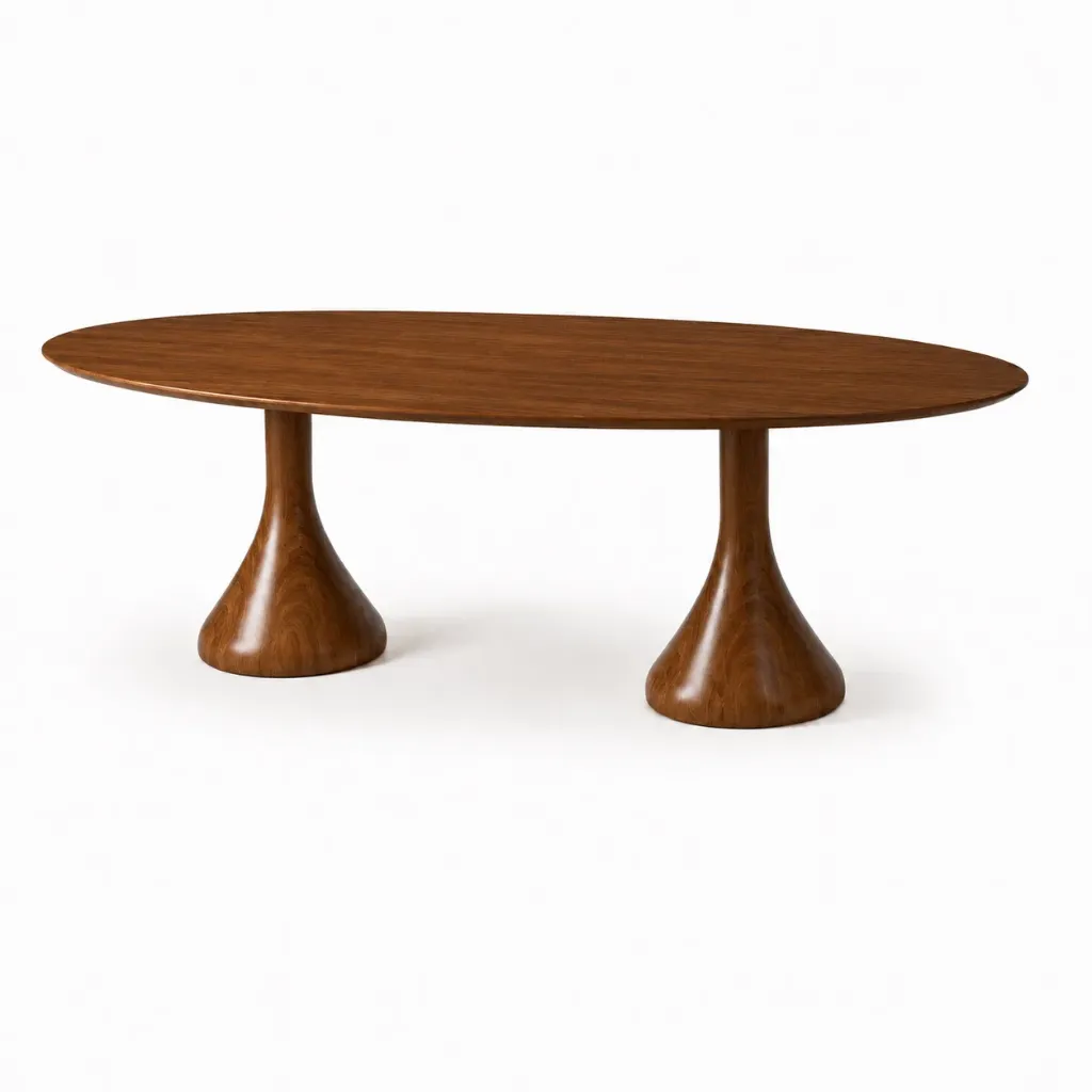 Mesa de Comedor Dubai Oval (Madera Castaño, 1400x900x768)