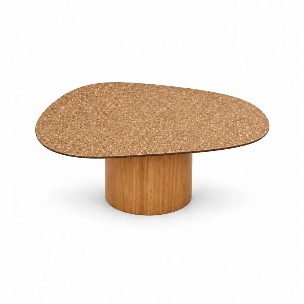 Mesa de Centro Caju - Vidrio Texturizado (Freijó)