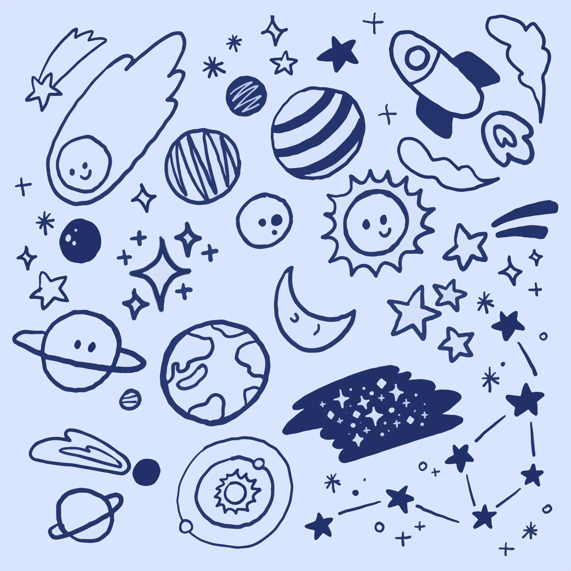 [BH-PM-INF-008] Papel mural Universo Doodle - Colección Infantil