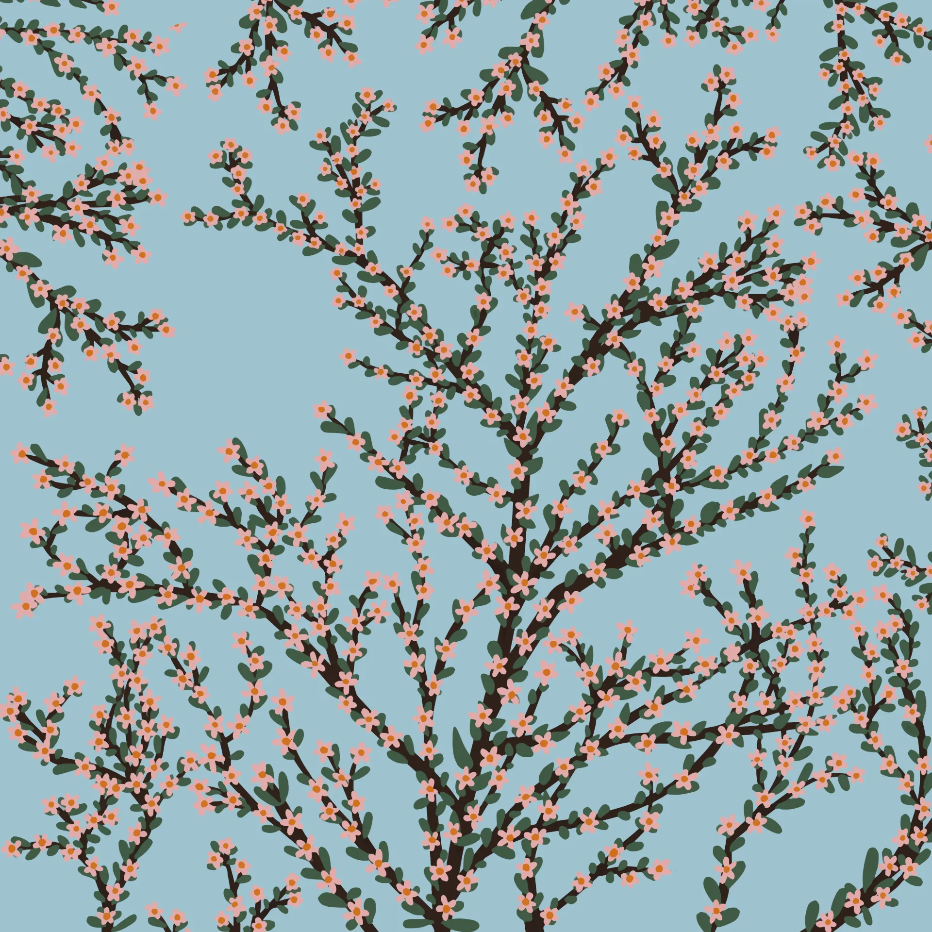 Papel mural Sakura Celeste - Colección Patrones y Flores